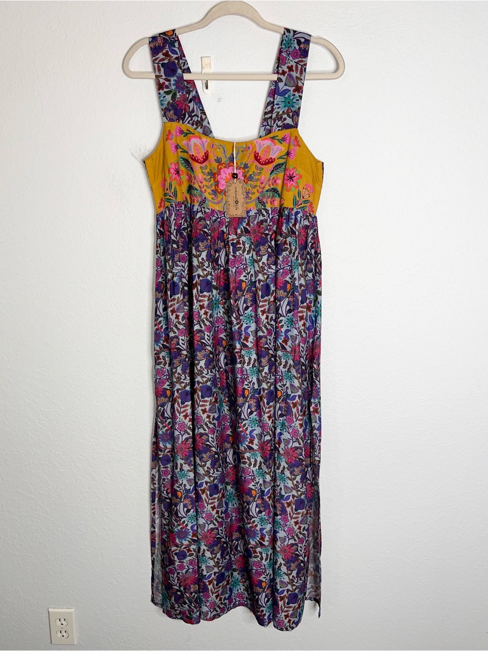 Natural Life Tricia Maxi Dress Women’s Medium Dark Purple Daisies Boho Hippie - Picture 2 of 13